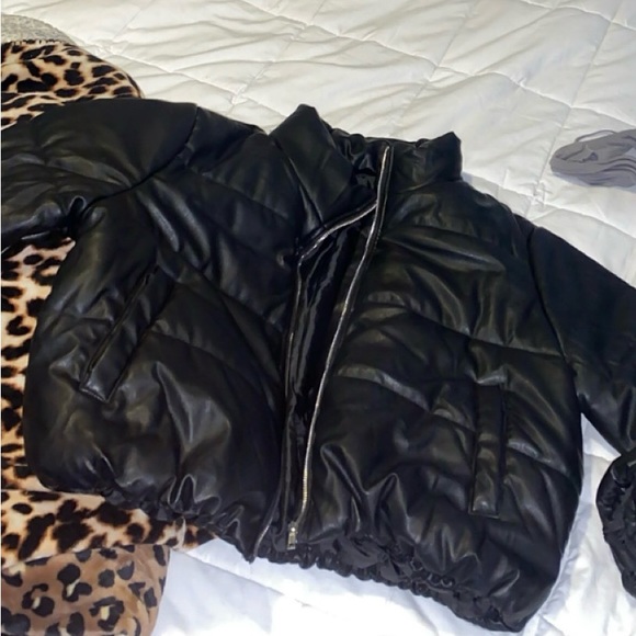 NEW!! Leather puffer jacket - Picture 4 of 5